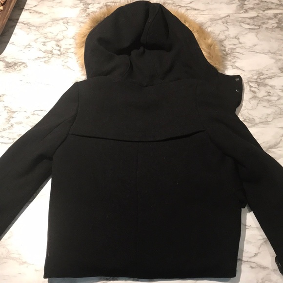 BLACK AND TAN JACKET WITH FUR HOOD - Picture 7 of 7